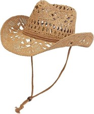 Straw Cowboy Hat for Women and Men with Shapeable Wide Brim