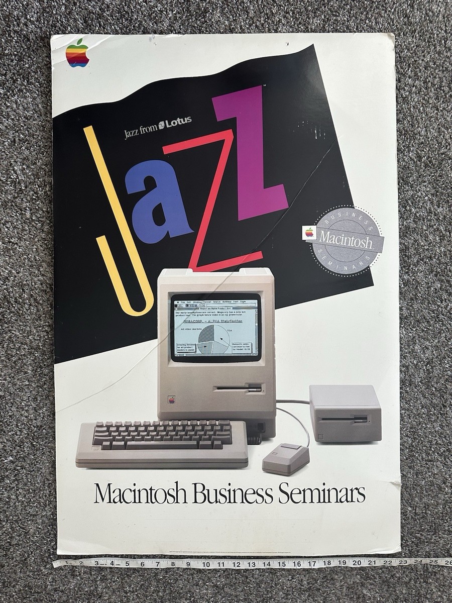 Vintage 1985 APPLE COMPUTER Macintosh Jazz Lotus Poster Sign