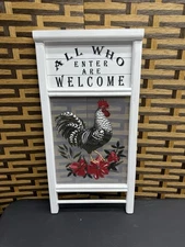 Cracker Barrel ALL WHO ENTER WASHBOARD WALL DECOR Rooster