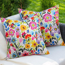Spring Summer Outdoor Waterproof Floral Pillow Covers 18x18 Inch