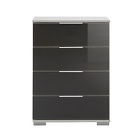Nachttisch Nachtschrank Nachtkonsole Hoch Boxspringbett Weiß Glasfront Grau
