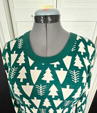 Hanna Andersson Women's Pajama Set Size L Green/White Tree Print Organic Cotton