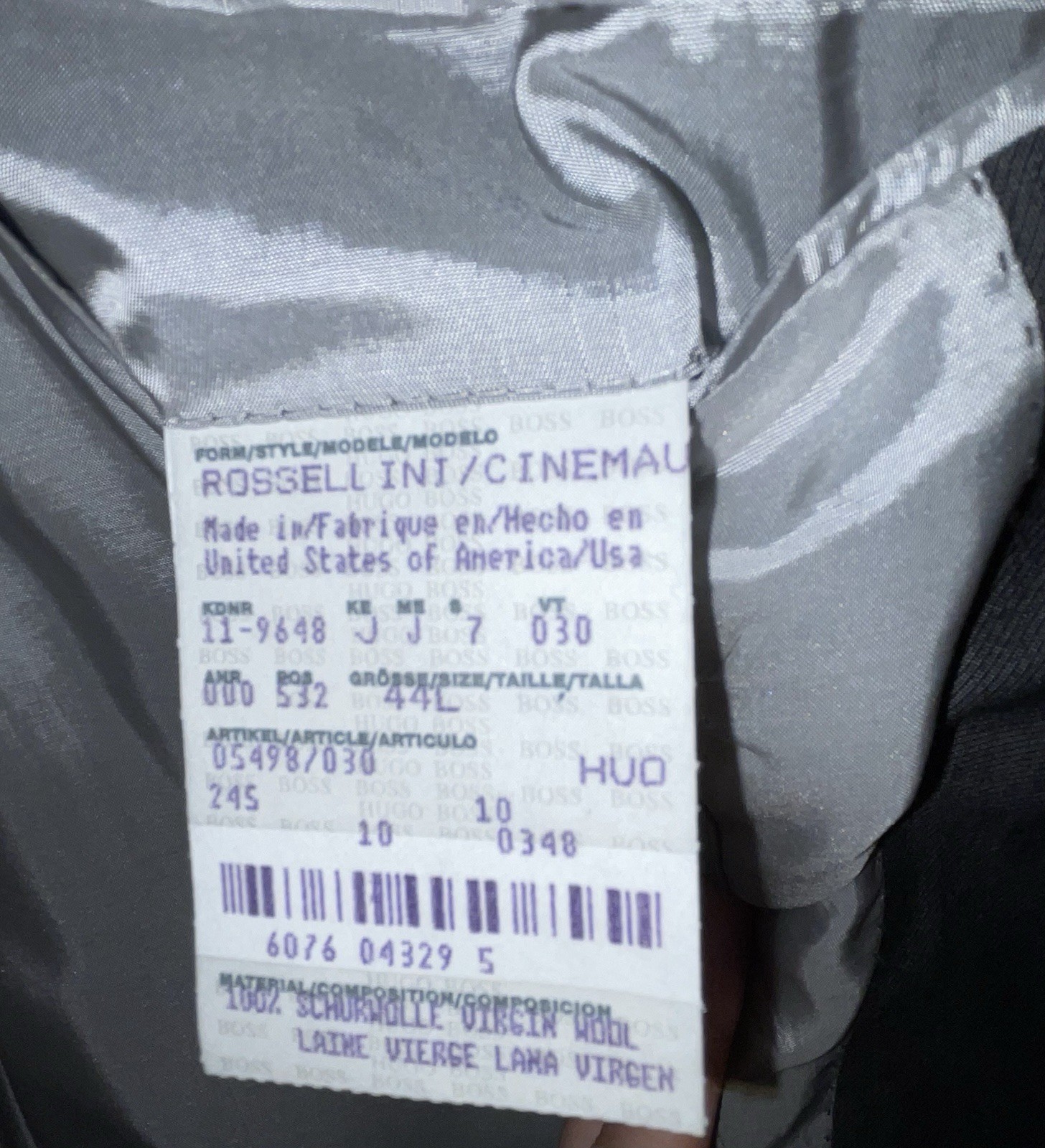 HUGO BOSS Mens•44L 100s Wool SAKS Gray Suit Jacket USA Made 3 Button SportsCoat thumbnail 7