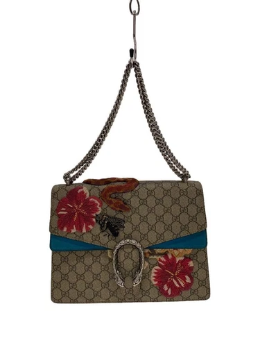 GUCCI Sac Bandoulière Chaîne Dionysus GG Supreme Toile Beige Occasion