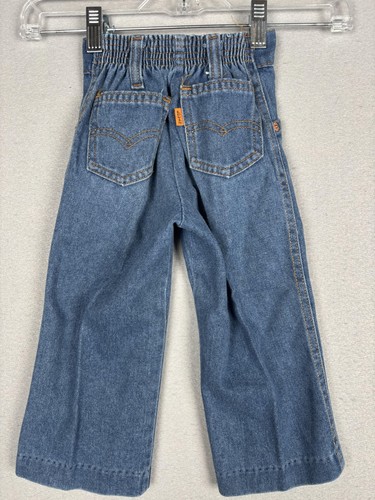 Vtg Levi's Jeans Boys 3T Blue Elastic Waist Orange Tab Straight Denim Pull On