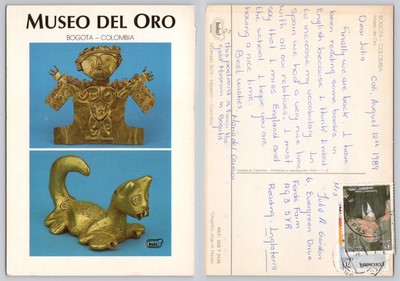 c35149 Museo del Oro Goldmuseum Bogota Kolumbien Postkarte 1989 Briefmarke