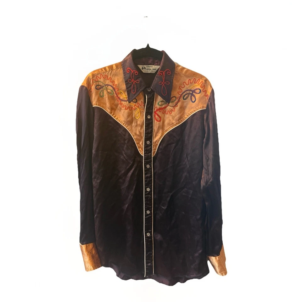 Vintage 60s MWG Johnny West Satin Embroidered Western Shirt  - Image 2 of 4