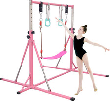 Foldable Gymnastics Bar,5FT Horizontal bar,Adjustable Kids Training bar for Kids