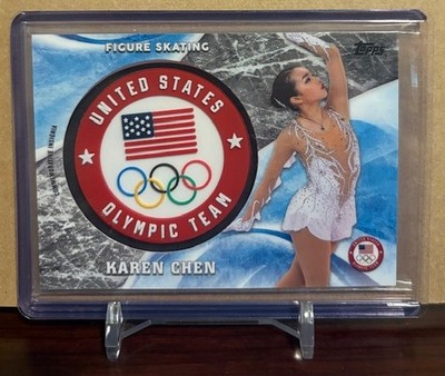 Karen Chen 2018 Topps Olympics Commemorative Insignia #/50 - Figure Skating