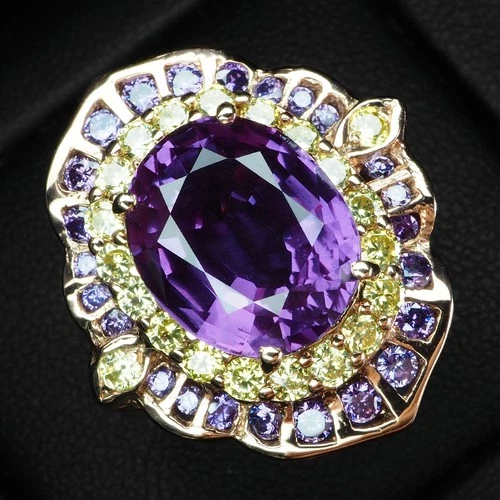 Ravishing Lavender Purple Sapphire 7.12Ct 925 Sterling Silver Rose Gold Rings