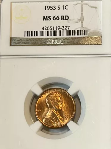 1953 S Lincoln Wheat Cent MS66RD NGC GRADED