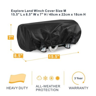 Explore Land Waterproof Universal Winch Cover - Dust Resistant Winches Cover ...