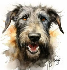Irish Wolfhound Watercolor Painting Giclee Print on Fine Art Paper