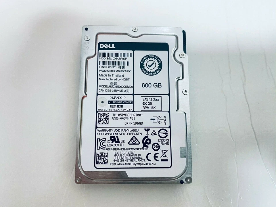 New Dell 600GB 5PNGD 2.5"15K SAS 12Gb/s HUC156060CSS200 05PNGD 0TRCN6 Hard Drive - Image 3 of 4