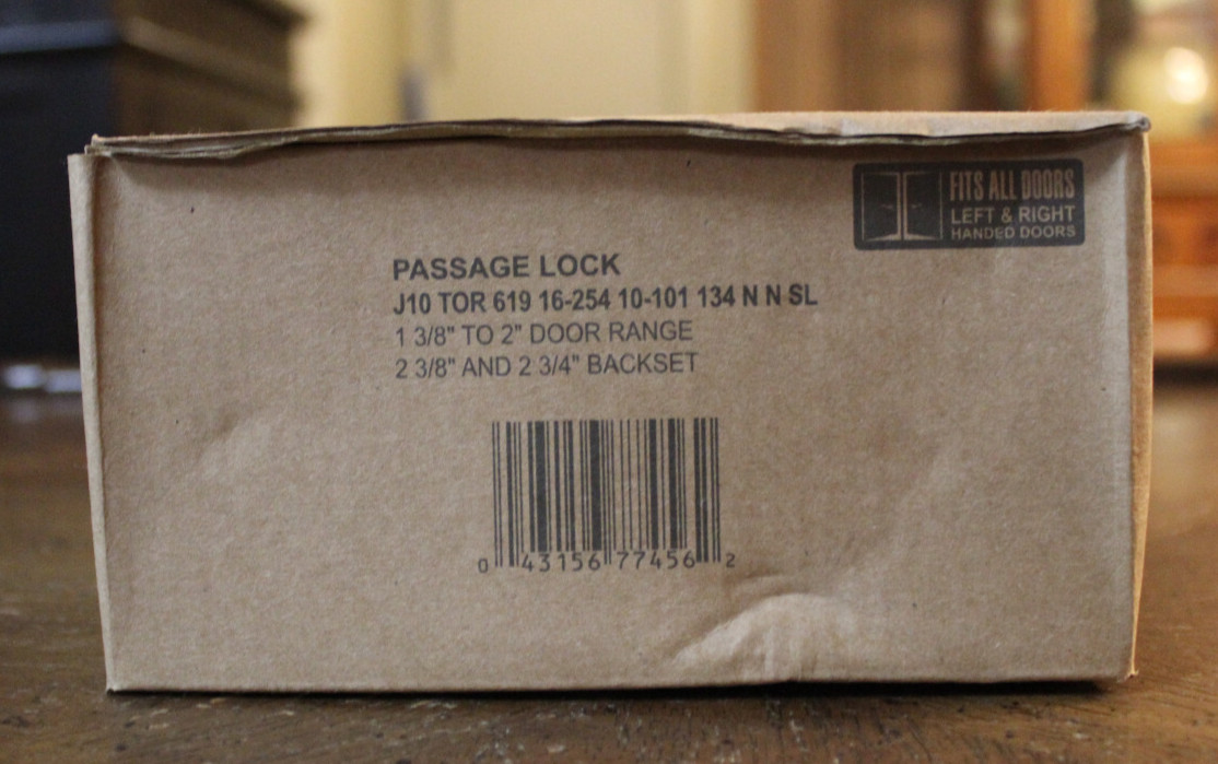 Schlage J10TOR619 Torino Passage Door Knob Handel Lever Righ, Left Satin Nickel