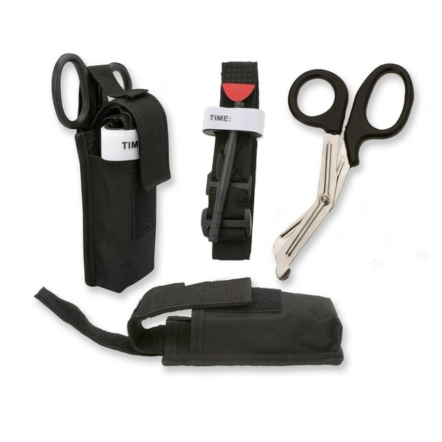 One Hand Tourniquet Application First Aid + Trauma Shears + Pouch Emergency Set eBay