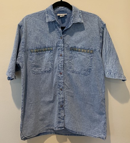 Camisa de mezclilla ácida vintage Belucci para mujer talla M - Imagen 1 de 8