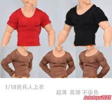 1:18 Tight Elastic Short Sleeve Tops Clothes For 3.75''Male Figure Body Toys 