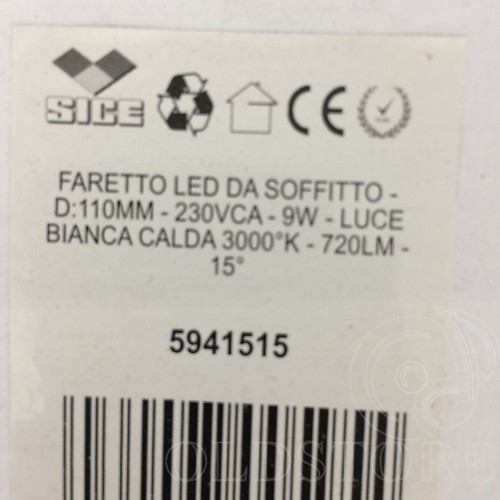 ►SICE 5941515◄FARETTO LED INCASSO 9W LUCE BIANCA CALDA 3000K 230V FARO PLAFONIER - Imagen 6 de 7
