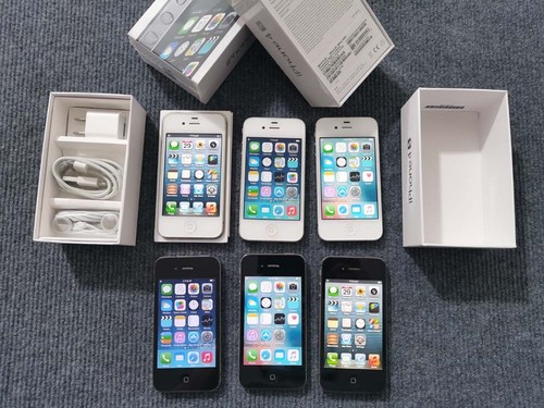 99%N E W Apple iPhone 4 4S storage 8 16 32 64GB iOS 6 7 9 Unlocked 3G - Afbeelding 4 van 33