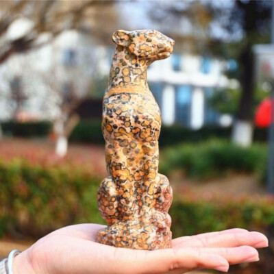 5.6'' Natural Unknown Stone leopard Reiki heal Creative Carved gift decor 1pc