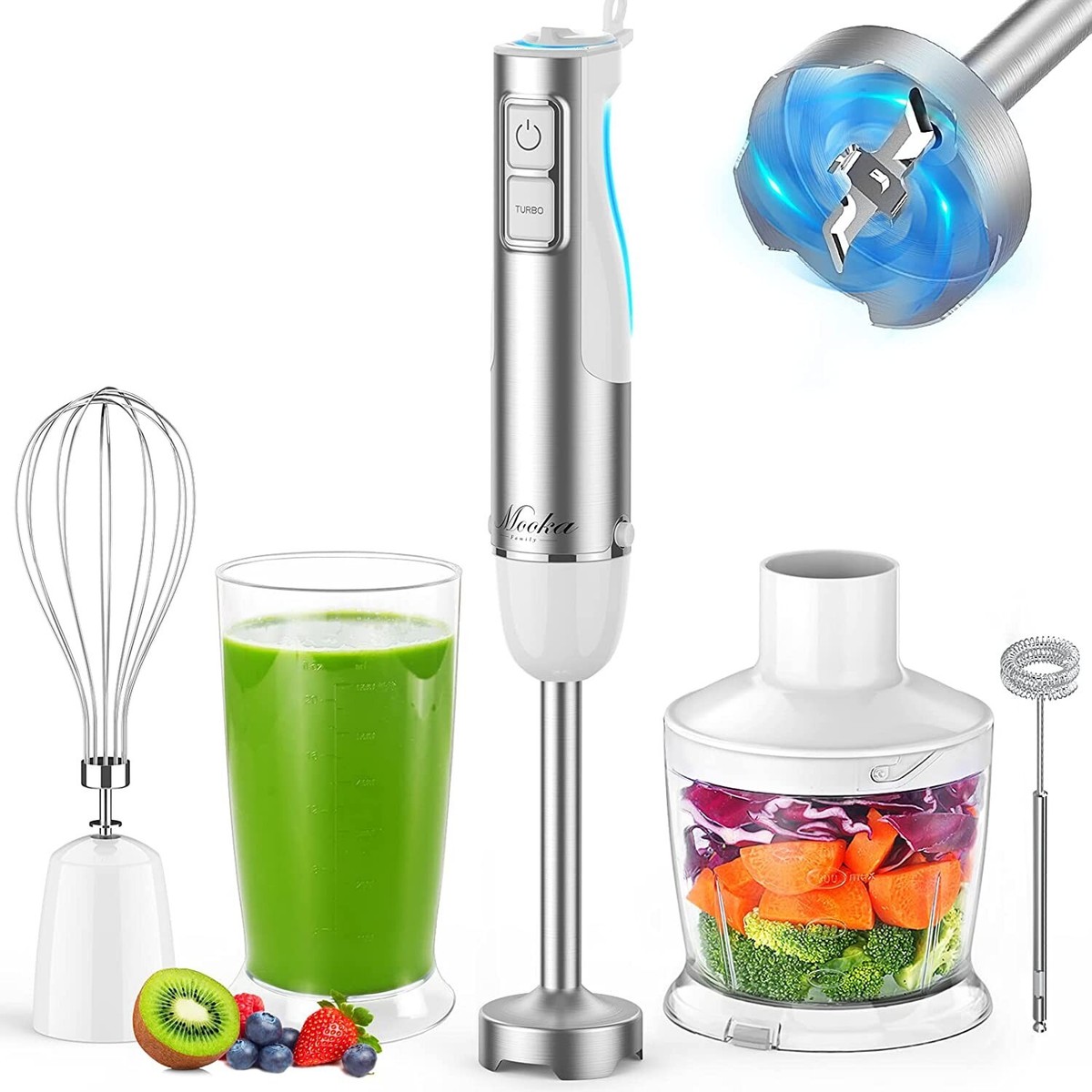 MOOKA 1100W Electric Hand Blender Immersion Stick Chopper Mixer 12