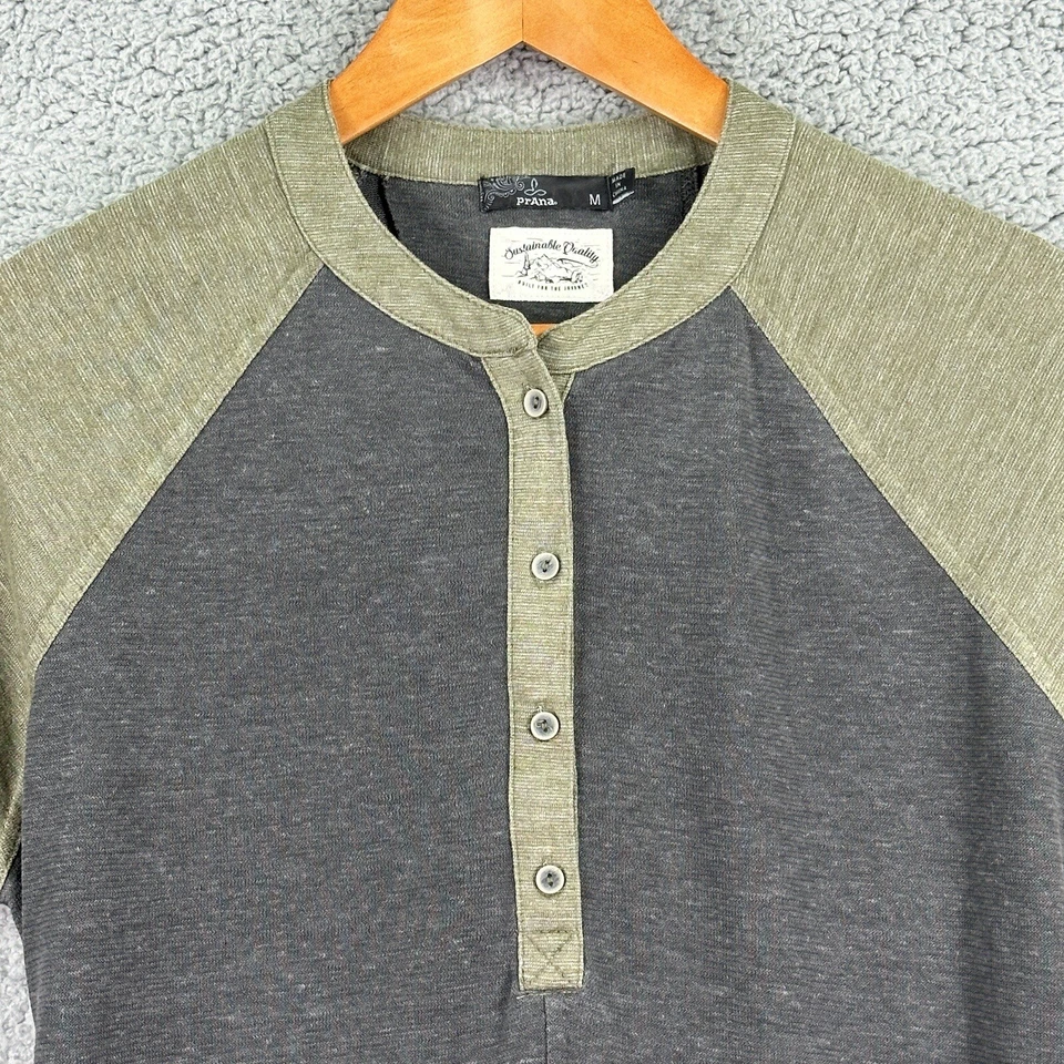 prAna Women’s Dress Cozy Up Henley Mini Olive Green Size M Hemp Casual - Image 2 of 4