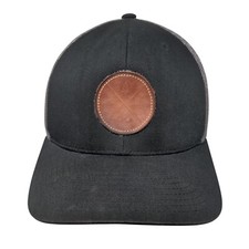 Unbranded Snapback Trucker Hat Black One Size Mesh Back Leather Patch