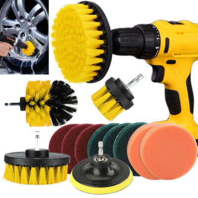 Drill Brush Attachment Set Power Scrubber Cleaning Kit Combo Scrub Tub Clean 