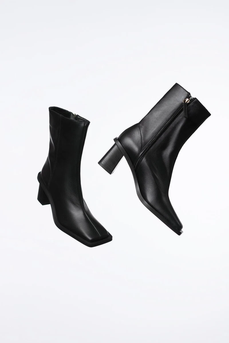 Zara black top leather boots