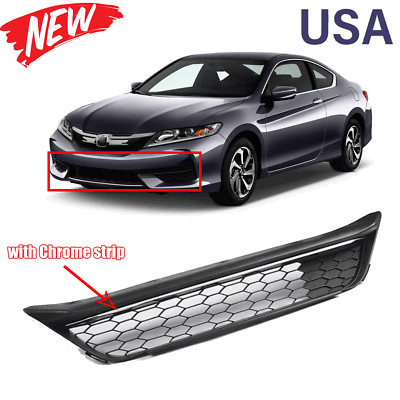 For 2016 2017 Honda Accord Front Bumper Lower Mesh Grille Grill W/ Chrome Trim