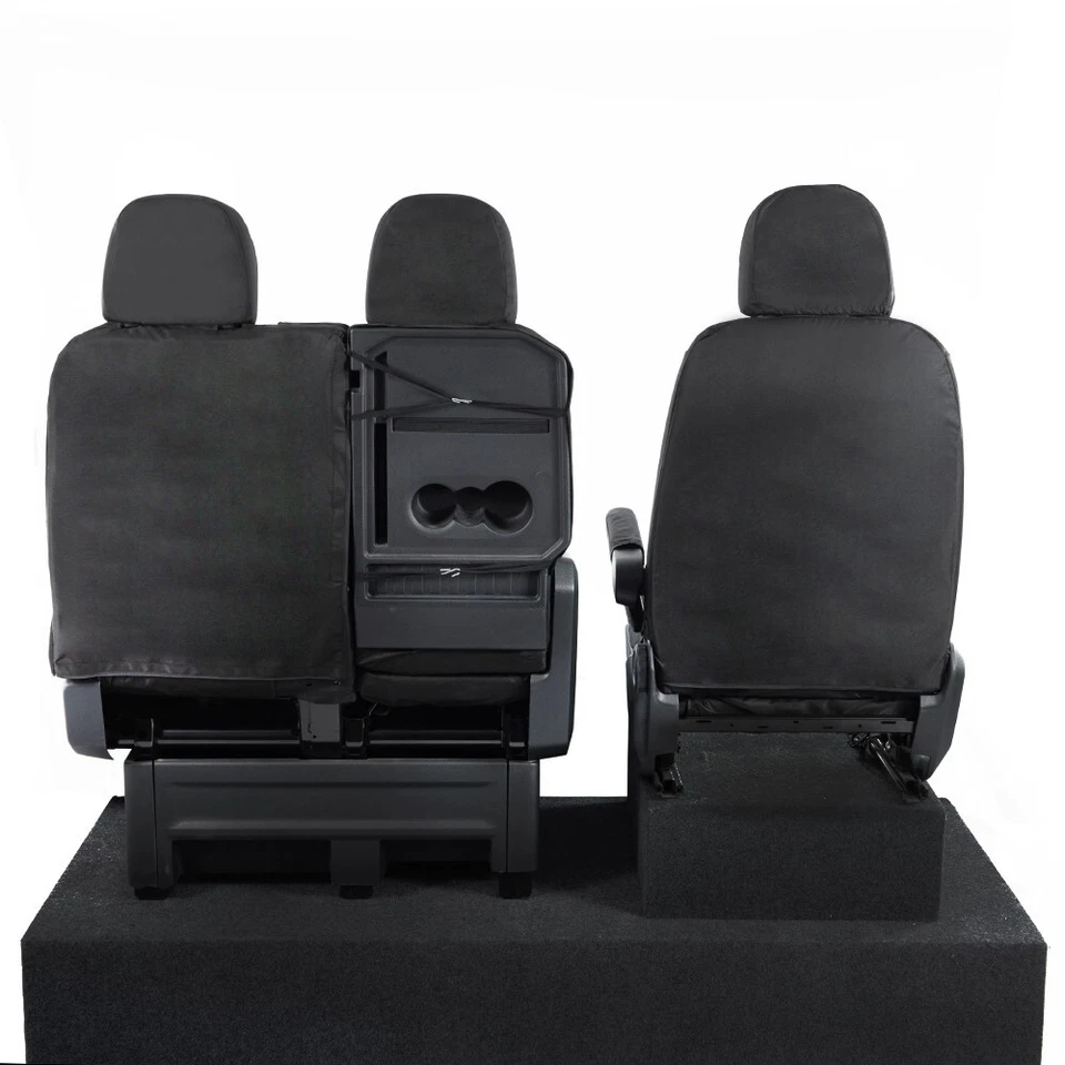 FUNDAS DE ASIENTO DELANTERAS A MEDIDA VW VOLKSWAGEN CRAFTER VAN (2017 EN ADELANTE) NEGRO 308 Foto 3 de 4