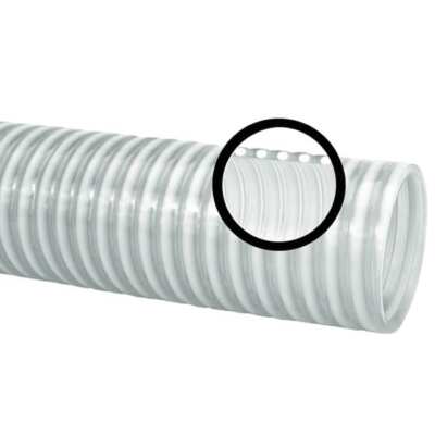Gloxco 2'' ID Clear PVC Suction Hose, 65 PSI, 20' Length