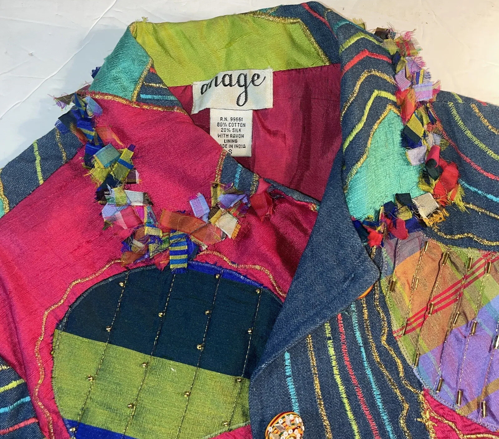 Anage Embroidered  Patchwork Blazer Jacket Coat A… - image 5