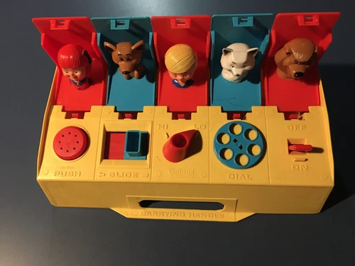 Vintage Gabriel Poppin Pals Pop-N-Pals 1975 Busy Girl Boy Dog Cat Lion Yellow
