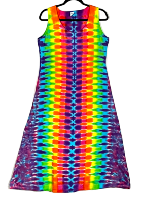 neon tank top dress TIE DYE Women's Neon Rainbow Honeycombe DNA Tank Top Dress sm med lg xl 2X  3X