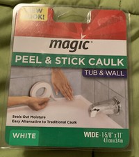 Bathroom Kitchen Magic Tub Wall Peel Caulk Strip Tight Seal Tape 1-5/8"x11 White