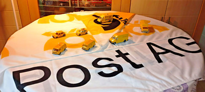 1 Post-Dienst-Flagge  POST AG mit 7 Sammler Post Autos