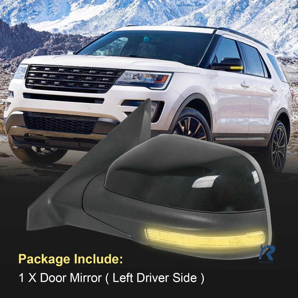 7Pin Pair Power Mirrors For 2016-2019 Ford Explorer Heated Puddle Signal Lamp - Image 4 of 4