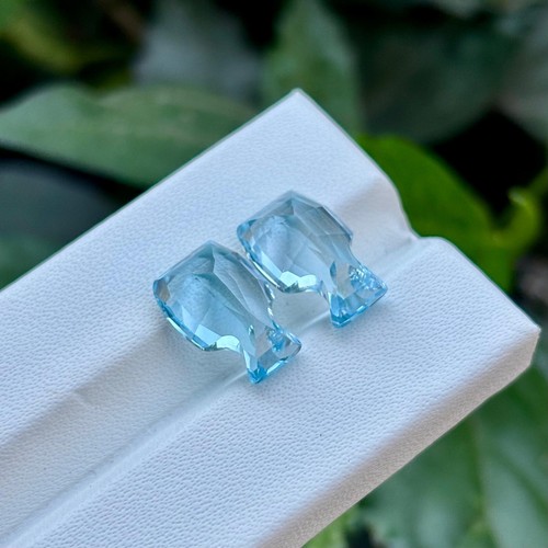 9.3 Carat Pair Sky Blue Topaz Bottle Shaped Cut Gemstone For Making Jewelry - Picture 3 of 5