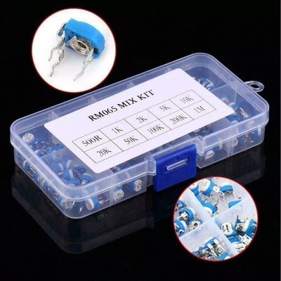 100pcs  Potentiometer Trimpot Variable Resistor Assortment Box Kit 10 ValueKpkZ5