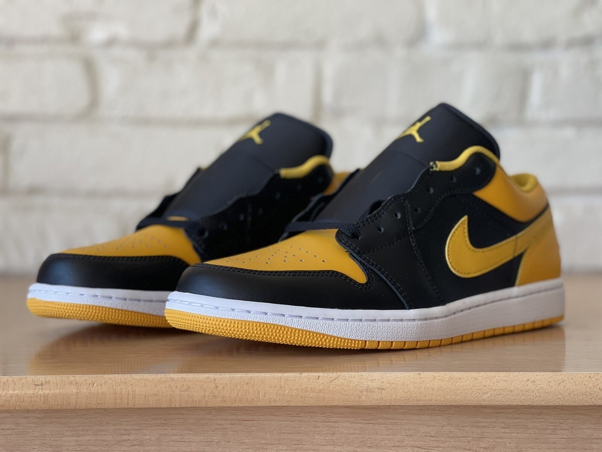 Nike Air Jordan Retro 1 Low Black/White/Yellow Ochre Men Sz 13 
