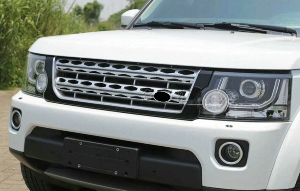 Para Land Rover Discovery LR3 2005-2009 Rejilla delantera plateada Reemplazar cubierta Borde Foto 2 de 4