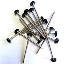 20 x 65mm Black UPVC Plastic Headed Pins Nails Poly Top A4 Stainless Steel