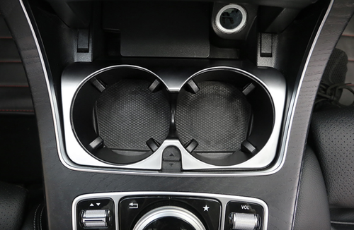 Consola central plateada ABS marco de taza de agua borde para Benz Clase C W205 2015-2021 - Imagen 3 de 6