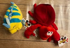 Disney Store Mini Bean Bag Plush Sebastian and Flounder 8" with Tag