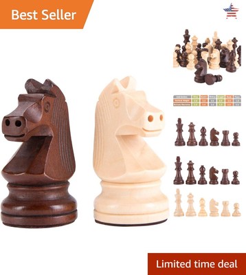 Premium Wooden Chess Pieces - 3.75'' King, Extra Heavy Weighted, 2 Extra Queens