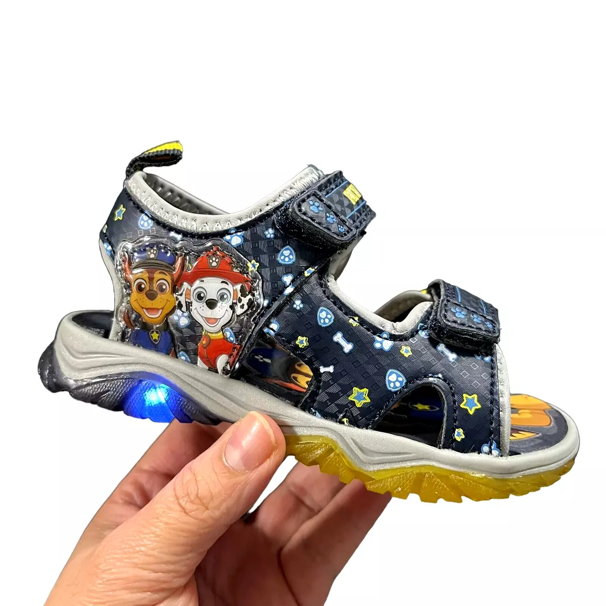 Paw Patrol Baby Boys Light Up Sandals Size 6 Navy Blue Adjustable