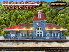 O Scale - POLAR RAILROAD TRAIN STATION -  Building Flat w/ LEDs Lionel Express