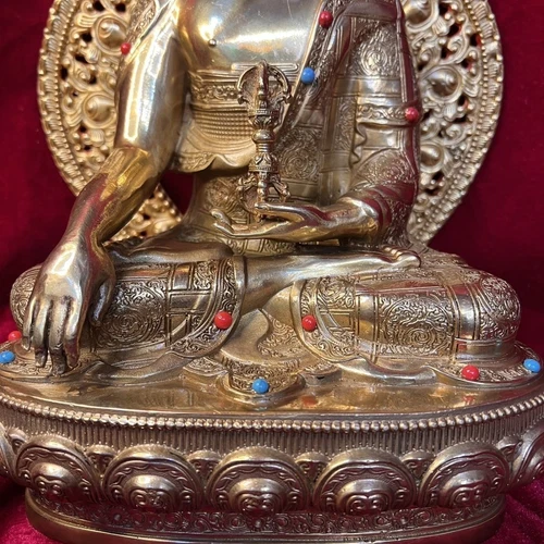 Real Buddha Mantra Aksobhya Buddha Statue blessed 12inch/30cm Copper gilding - Picture 4 of 6